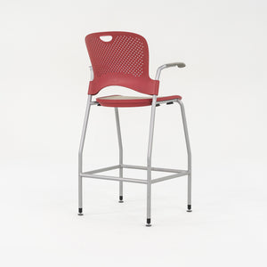 2013 Jeff Weber for Herman Miller Caper Stacking Bar Stool In Red with Arms 11x Available