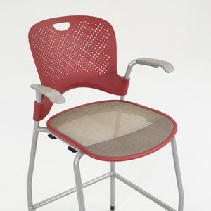 2013 Jeff Weber for Herman Miller Caper Stacking Bar Stool In Red with Arms 11x Available