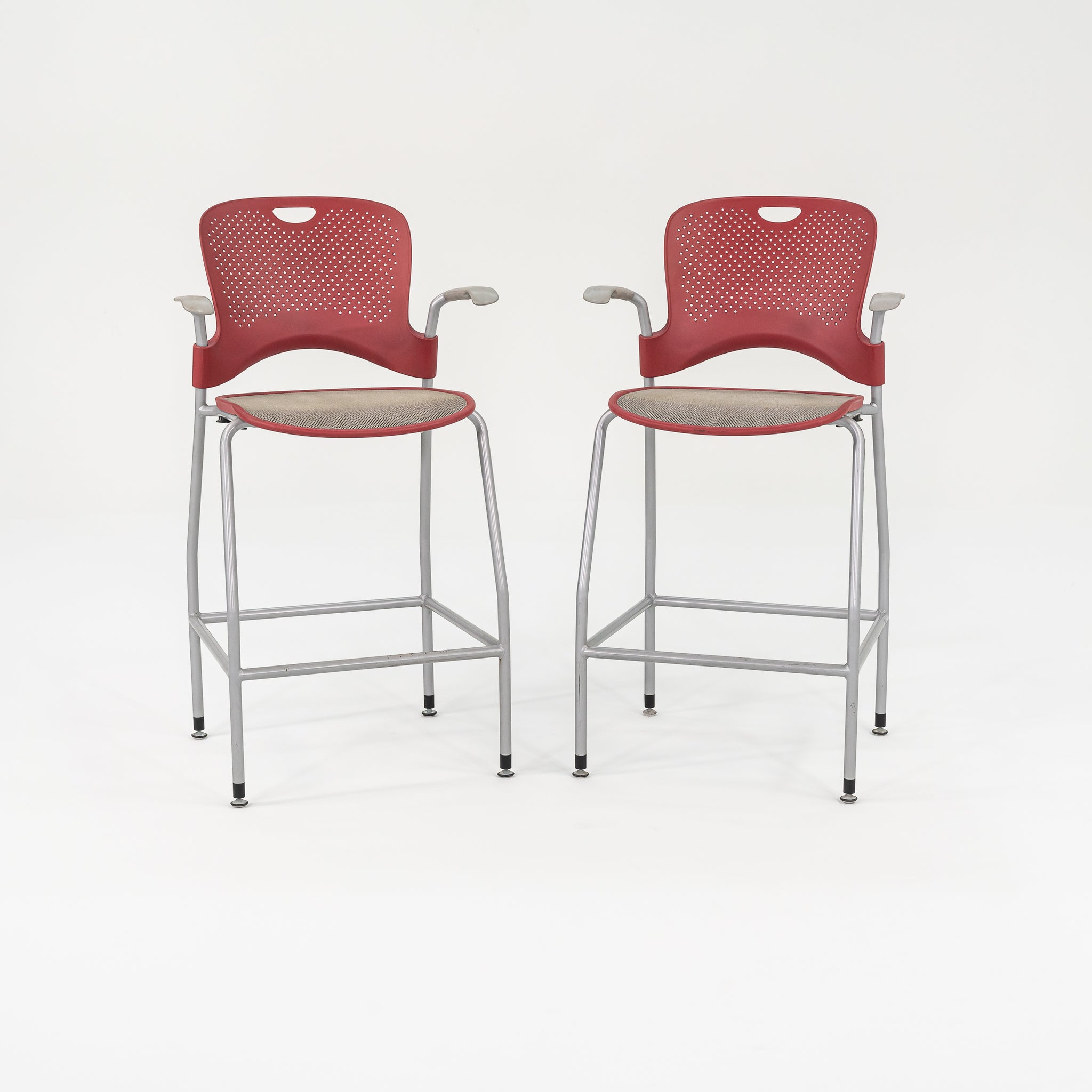 2013 Jeff Weber for Herman Miller Caper Stacking Bar Stool In Red with Arms 11x Available