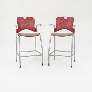 2013 Jeff Weber for Herman Miller Caper Stacking Bar Stool In Red with Arms 11x Available