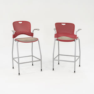 2013 Jeff Weber for Herman Miller Caper Stacking Bar Stool In Red with Arms 11x Available