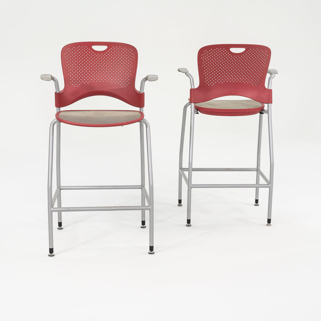 2013 Jeff Weber for Herman Miller Caper Stacking Bar Stool In Red with Arms 11x Available