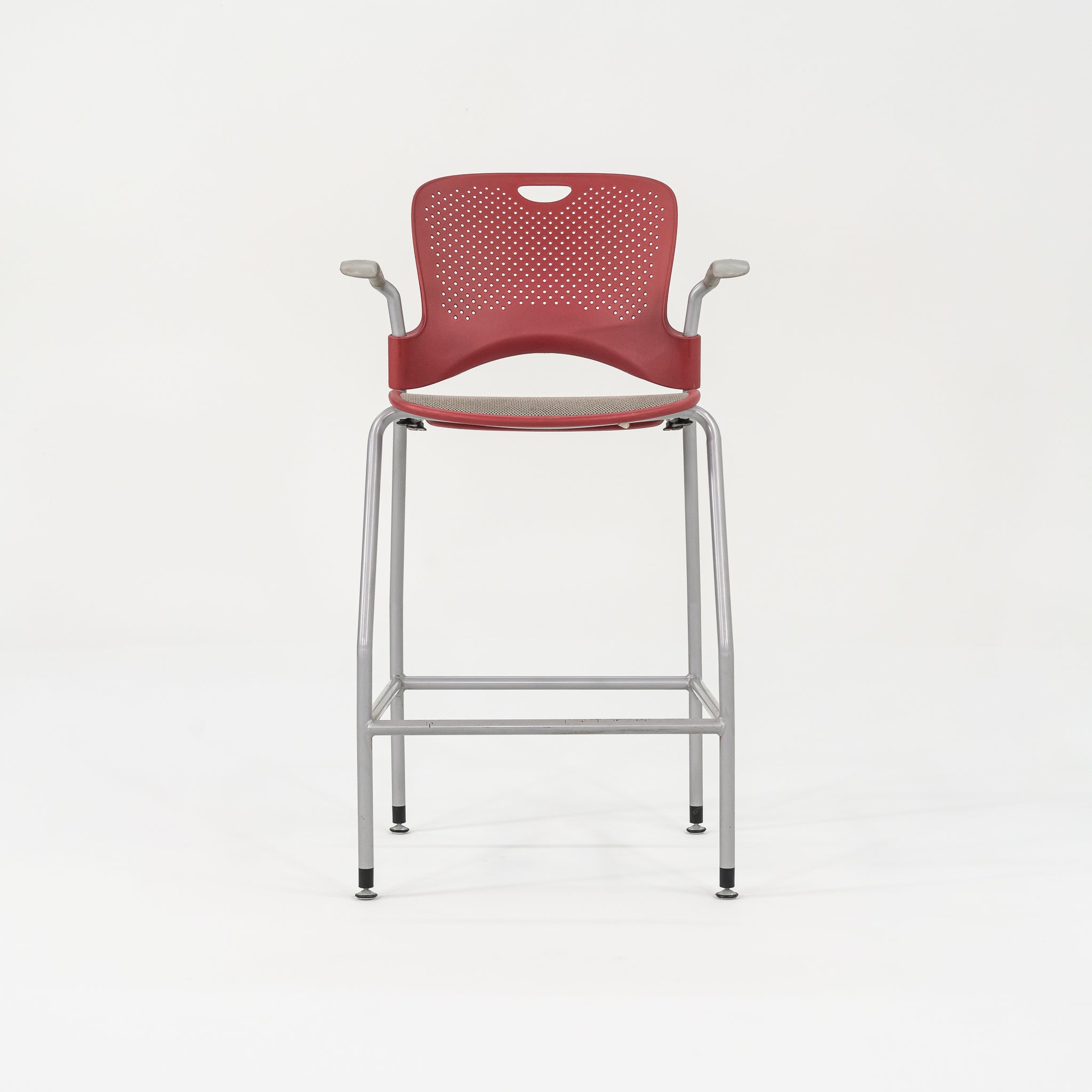 2013 Jeff Weber for Herman Miller Caper Stacking Bar Stool In Red with Arms 11x Available