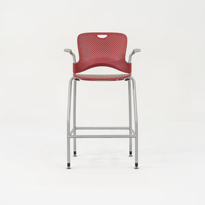 2013 Jeff Weber for Herman Miller Caper Stacking Bar Stool In Red with Arms 11x Available