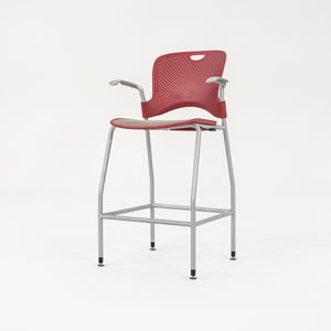 2013 Jeff Weber for Herman Miller Caper Stacking Bar Stool In Red with Arms 11x Available