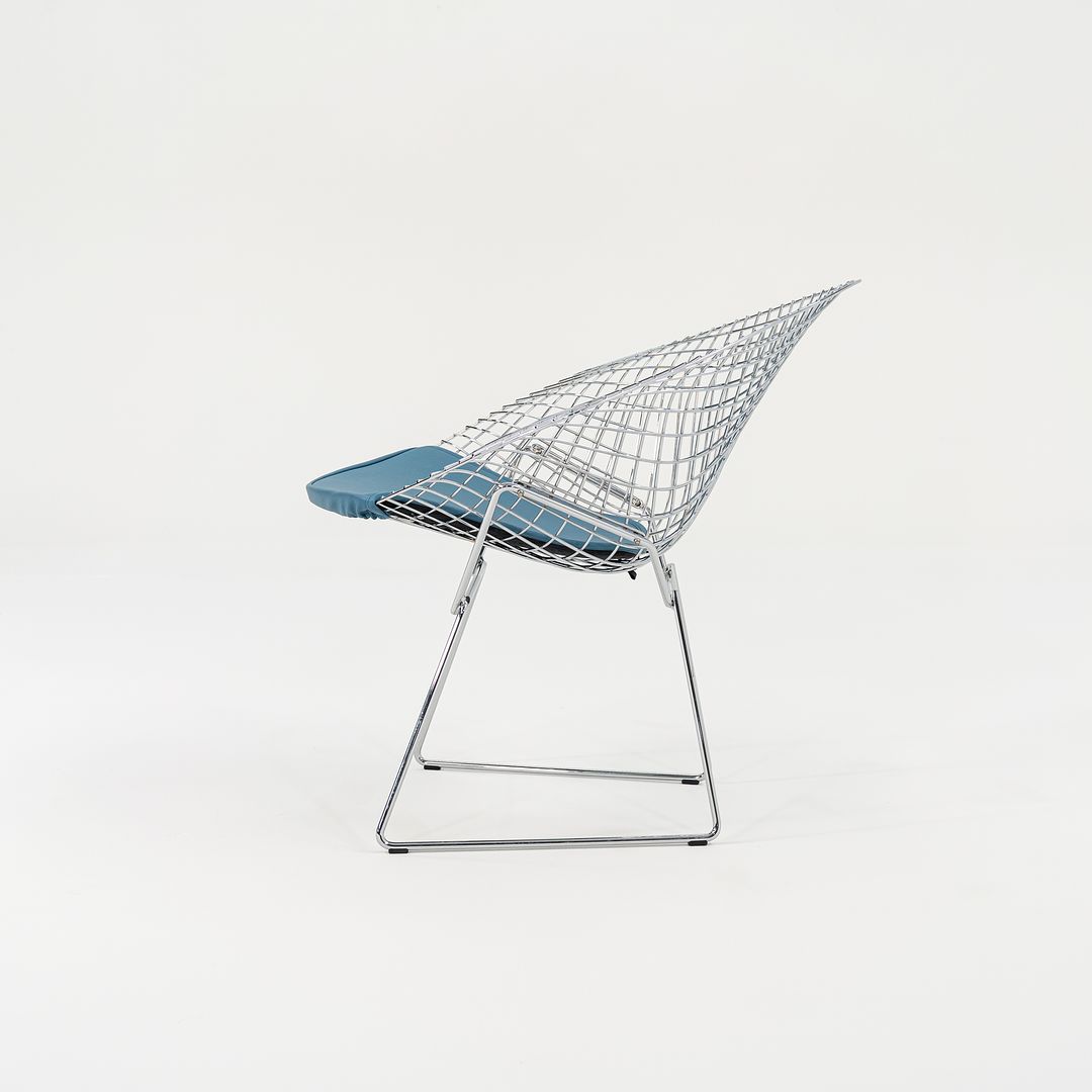 SOLD 2023 Pair of Bertoia Diamond Chairs, Model 421 by Harry Bertoia for Knoll in Chrome with Upholstered Seats