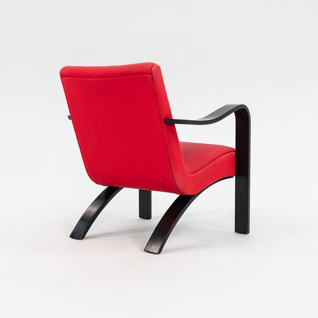 1990s Bentwood Lounge Chair by Thonet in Red Fabric with Ebonized Bentwood, 4x Available