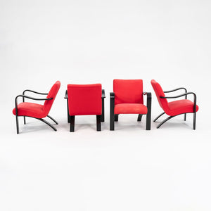 1990s Bentwood Lounge Chair by Thonet in Red Fabric with Ebonized Bentwood, 4x Available