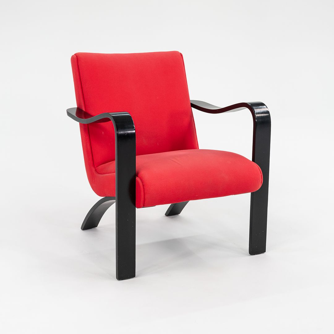 1990s Bentwood Lounge Chair by Thonet in Red Fabric with Ebonized Bentwood, 4x Available