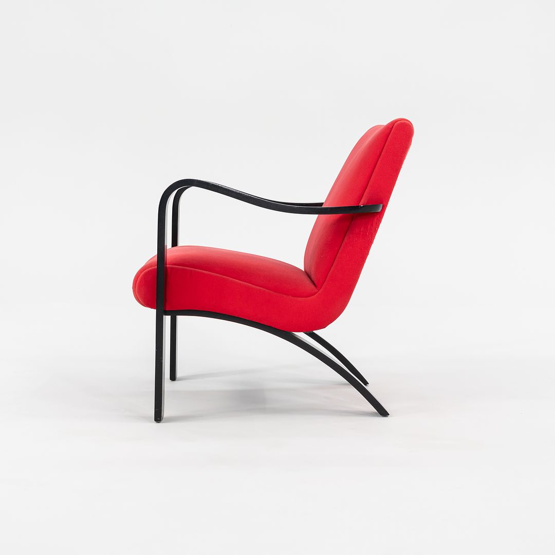 1990s Bentwood Lounge Chair by Thonet in Red Fabric with Ebonized Bentwood, 4x Available