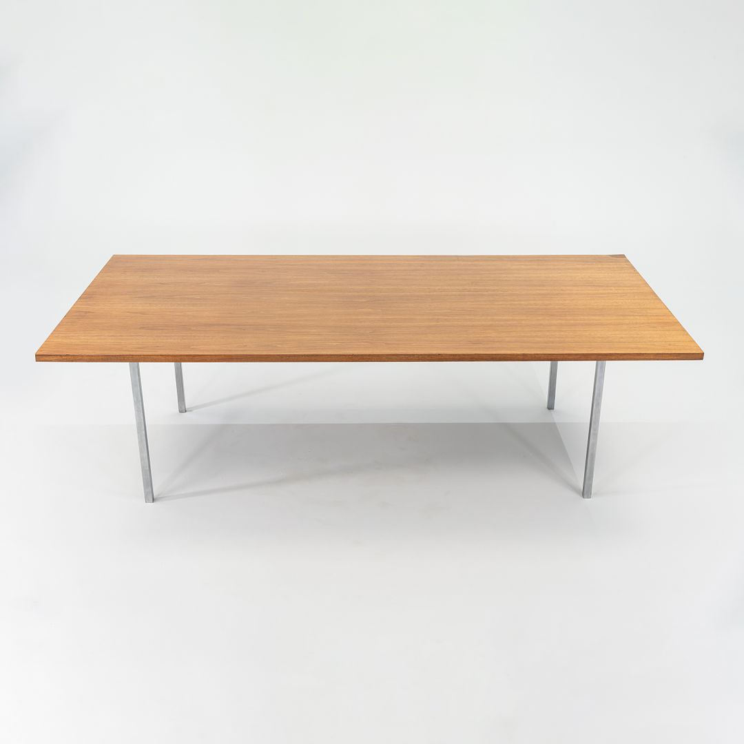 1960s Florence Knoll Walnut Dining or Conference Table with Chromed Steel Legs 34x72 in