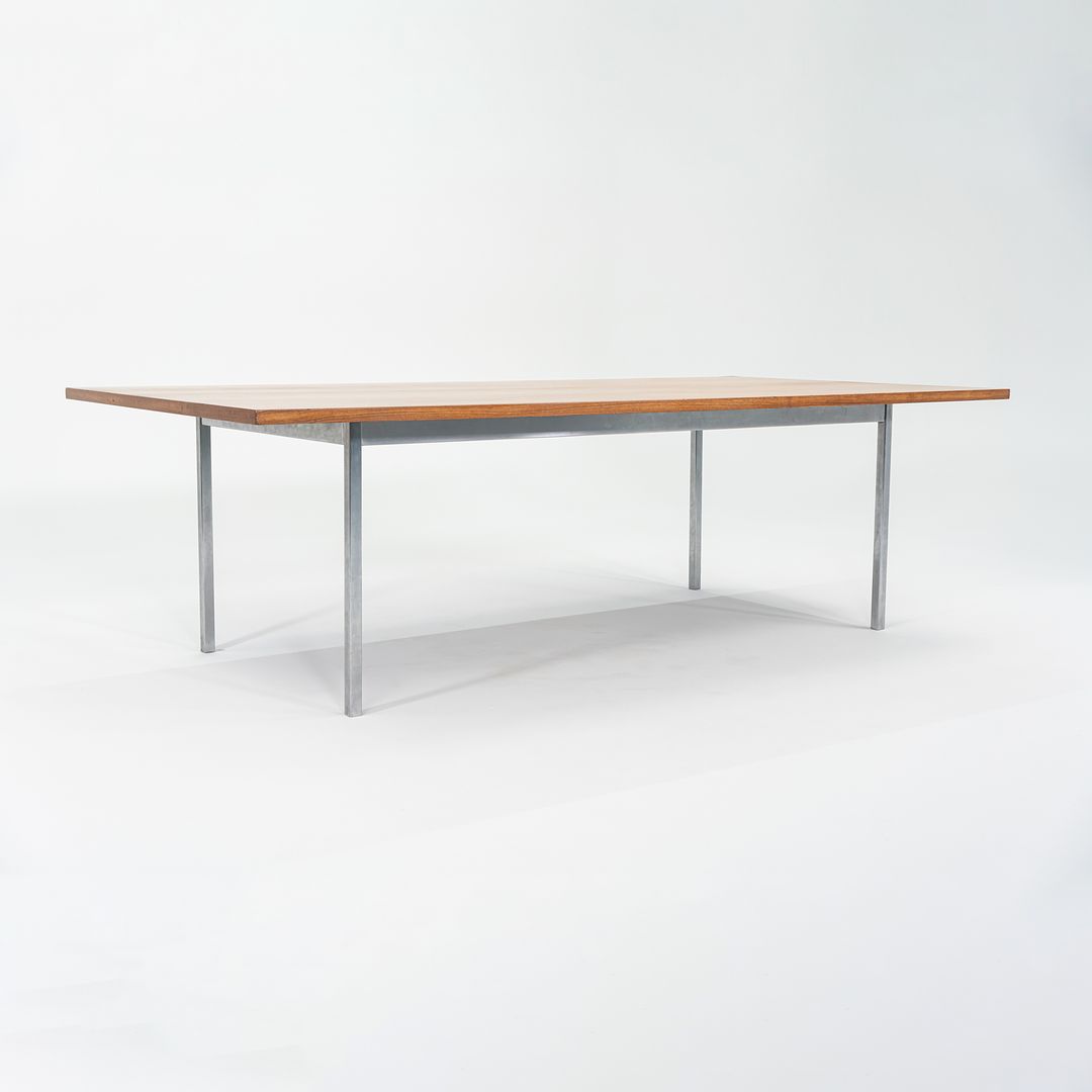 1960s Florence Knoll Walnut Dining or Conference Table with Chromed Steel Legs 34x72 in