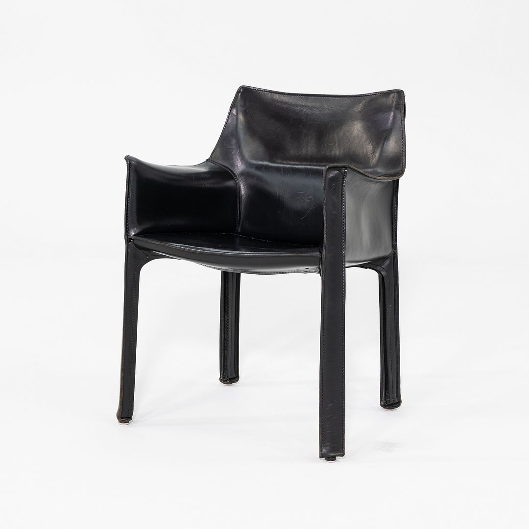 1990s Pair of Mario Bellini Cab 413 Leather Armchair for Cassina Black Leather