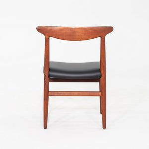 1950s Set of Eight Hans Wegner C.M. Madsen W2 Dining Chairs Teak & Black Leather