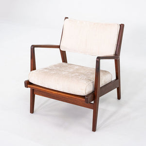 1960s Jens Risom Design U-430 Lounge Chair with Arms in Walnut and Fabric