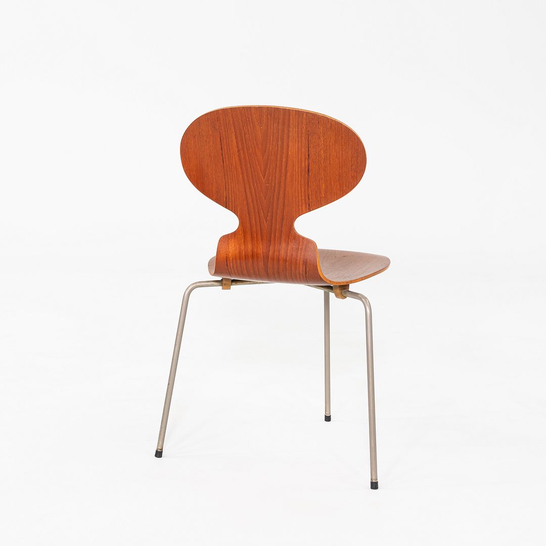 1960s Set of Four Arne Jacobsen for Fritz Hansen Ant Chairs Teak w/ Steel Legs