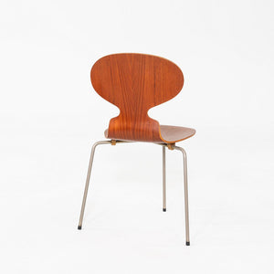 1960s Set of Four Arne Jacobsen for Fritz Hansen Ant Chairs Teak w/ Steel Legs