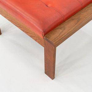 1960s Modern Ottoman Stool by C.I. Designs Wood with Persimmon Vinyl Upholstery