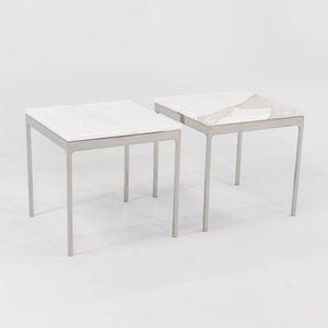 1990s TA.18G Square Side Table by Nicos Zographos for Zographos Designs in Marble and Stainless Steel 2x Available
