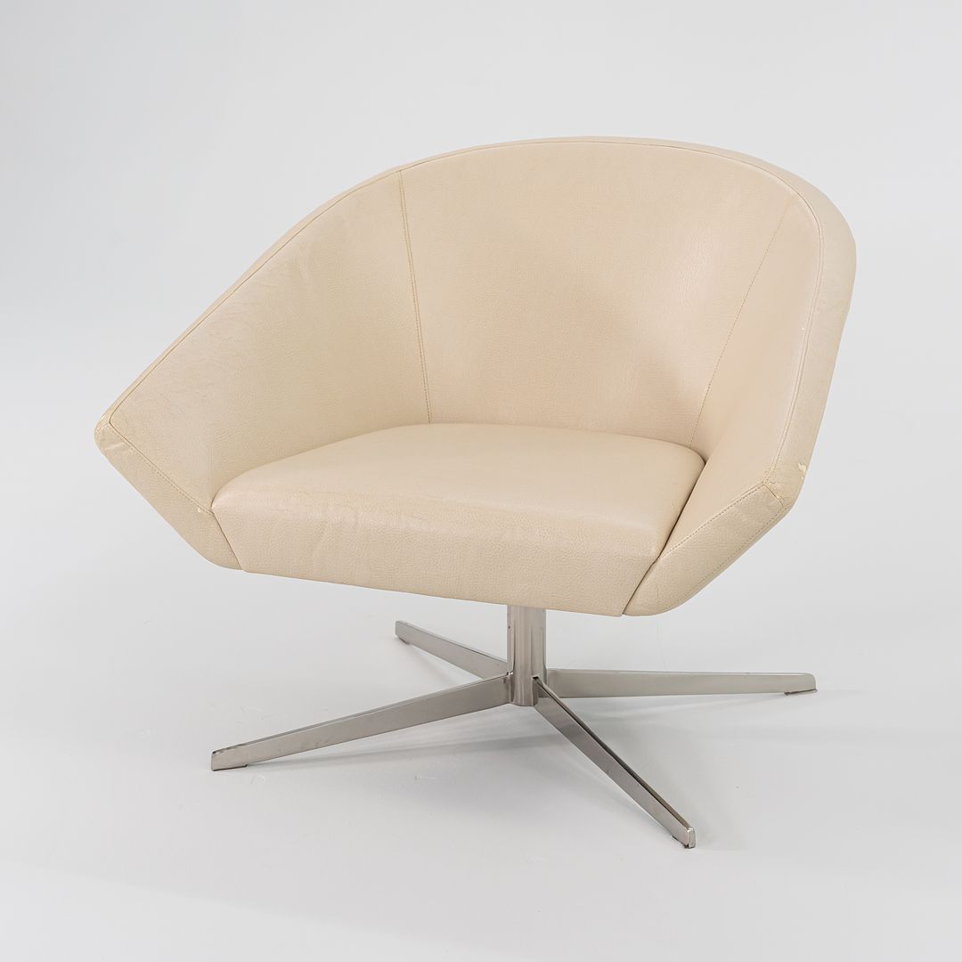 2011 Remy Lounge Chair by Jeffrey Bernett for Bernhardt Design in Steel and Creme Leather 2x Available