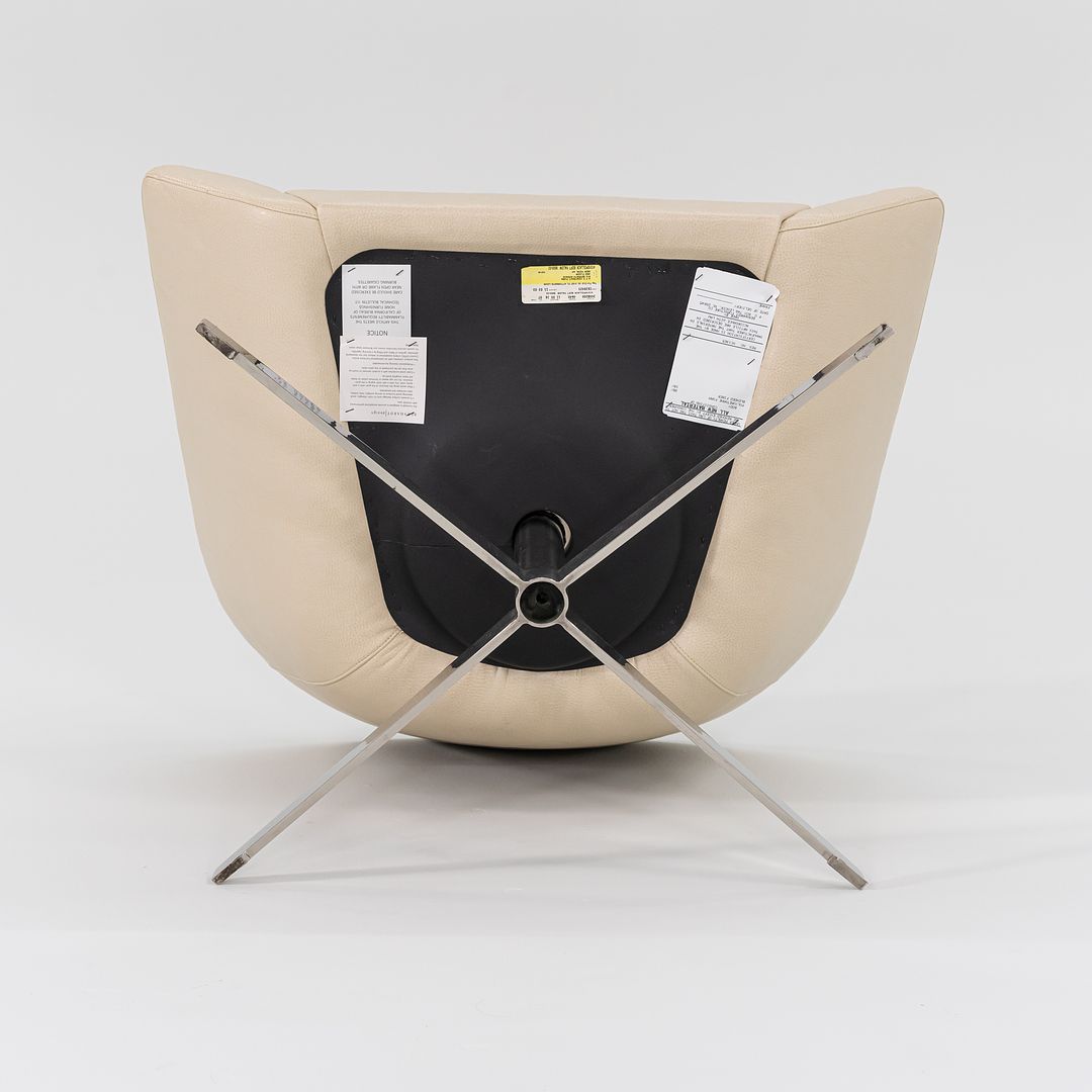 2011 Remy Lounge Chair by Jeffrey Bernett for Bernhardt Design in Steel and Creme Leather 2x Available