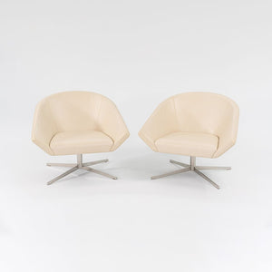 2011 Remy Lounge Chair by Jeffrey Bernett for Bernhardt Design in Steel and Creme Leather 2x Available