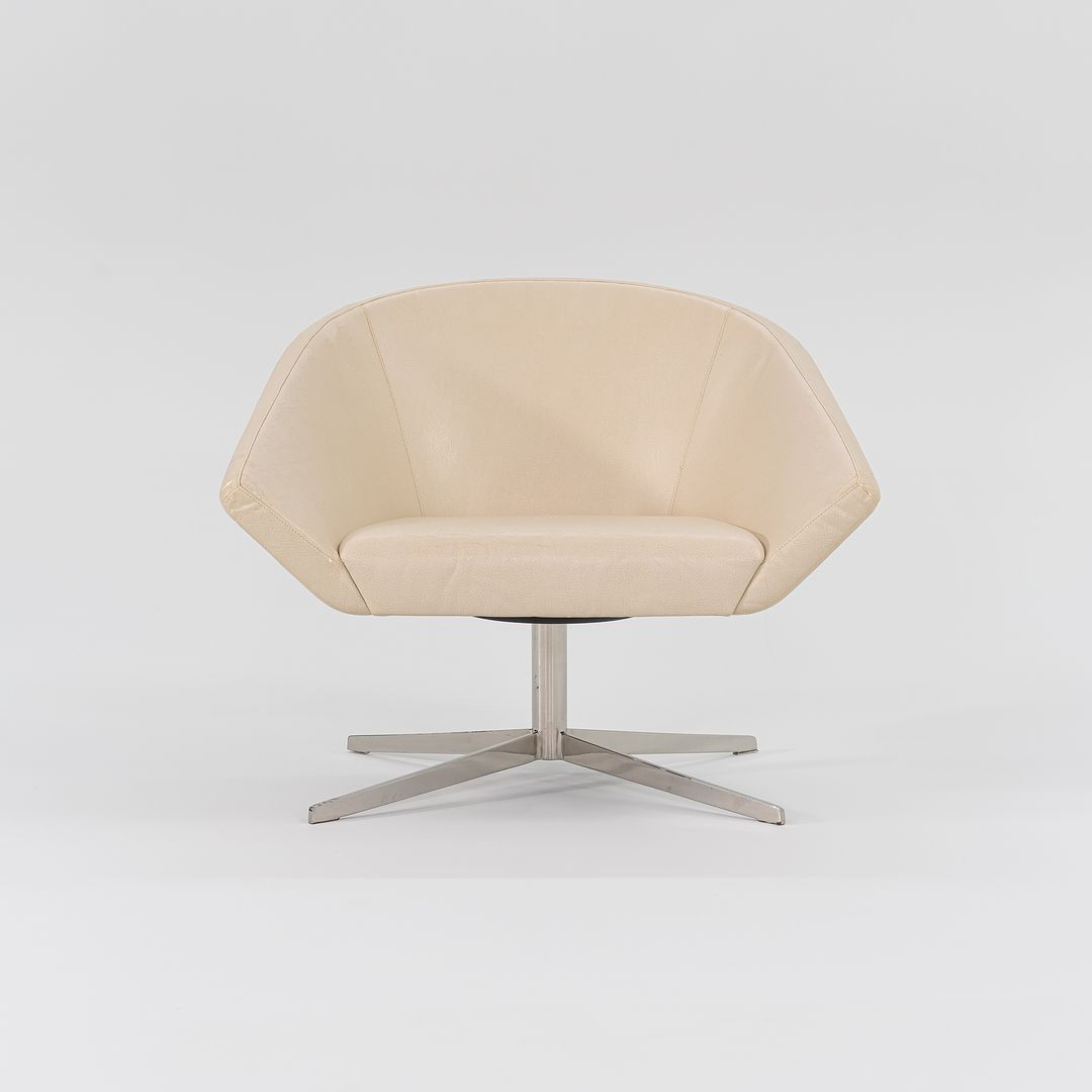 2011 Remy Lounge Chair by Jeffrey Bernett for Bernhardt Design in Steel and Creme Leather 2x Available