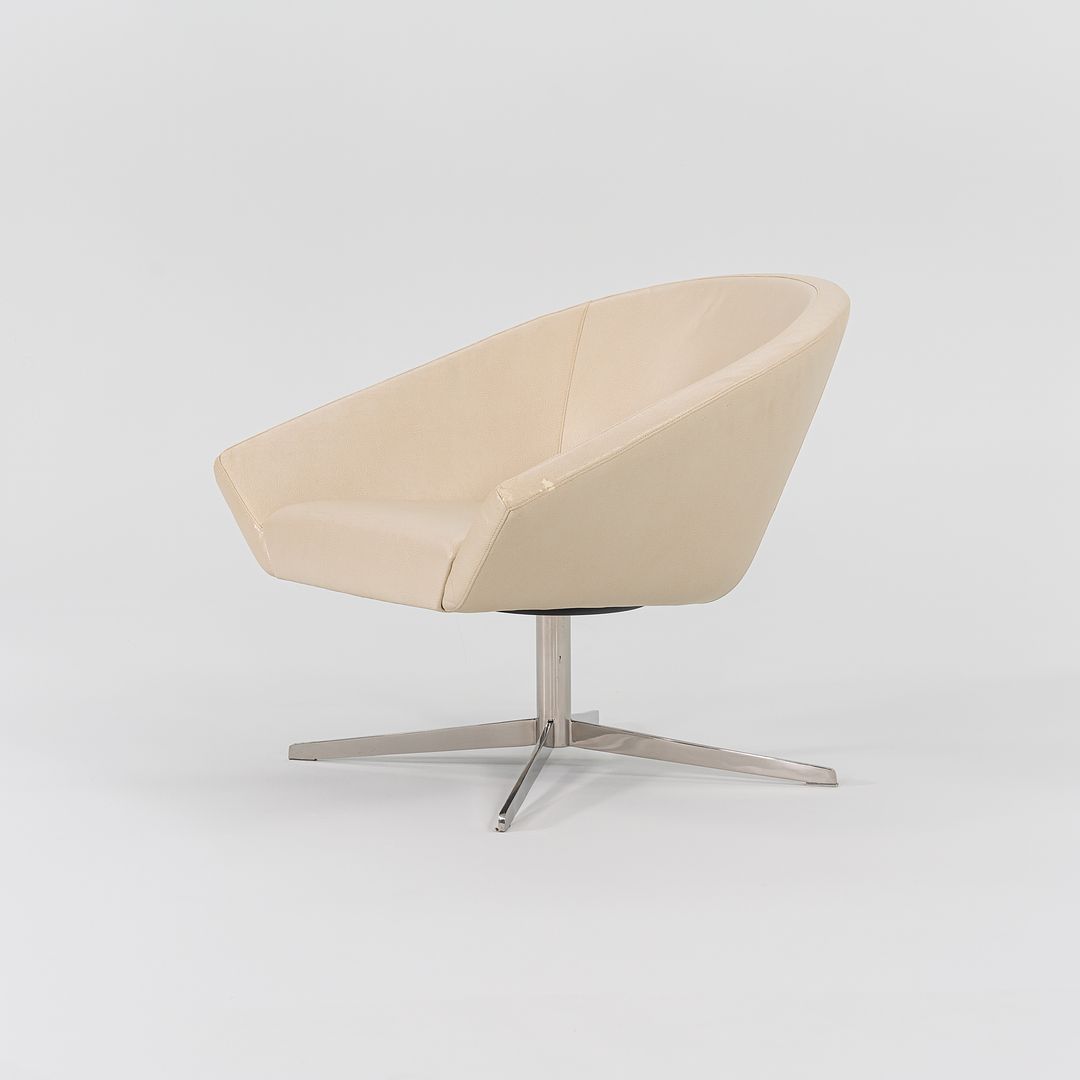 2011 Remy Lounge Chair by Jeffrey Bernett for Bernhardt Design in Steel and Creme Leather 2x Available