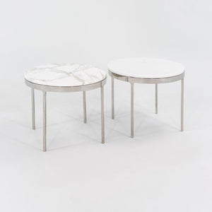 SOLD 1990s TA.35.22G Marble Side Table by Nicos Zographos for Zographos Designs in Marble and Stainless Steel 2x Available