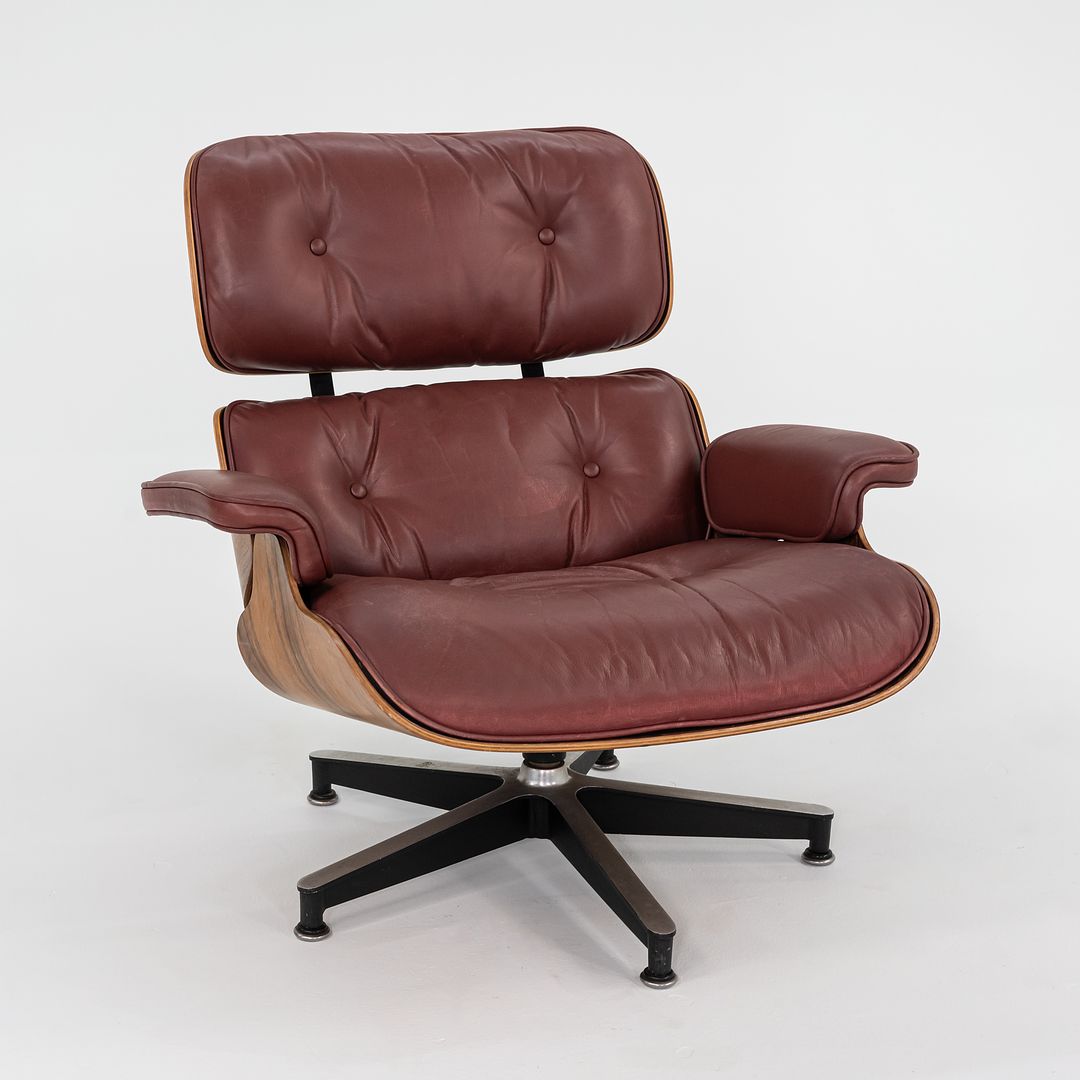 1960s Herman Miller Eames Lounge Chair and Ottoman 670 & 671 by Charles and Ray Eames in Red Leather