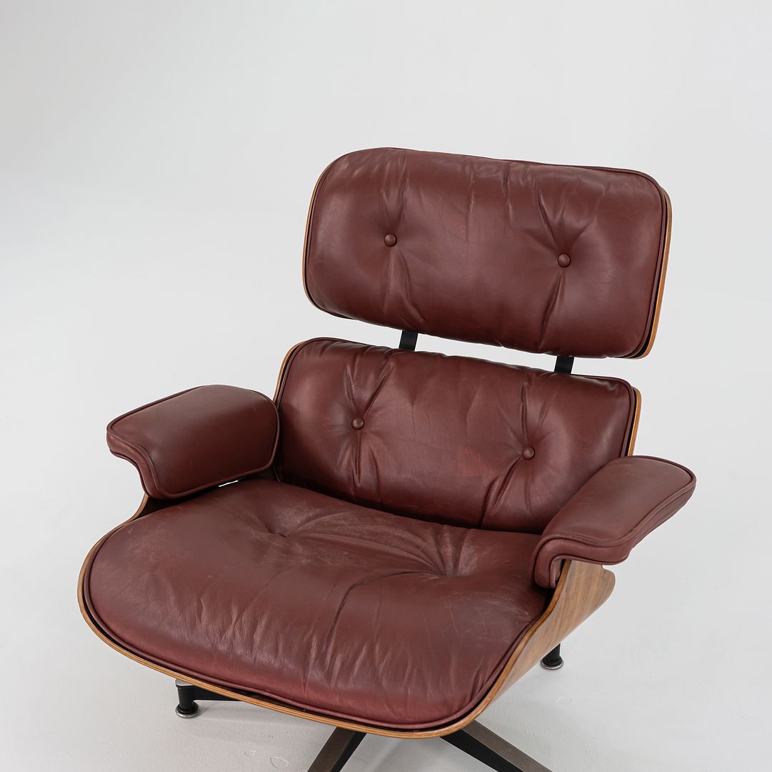 1960s Herman Miller Eames Lounge Chair and Ottoman 670 & 671 by Charles and Ray Eames in Red Leather