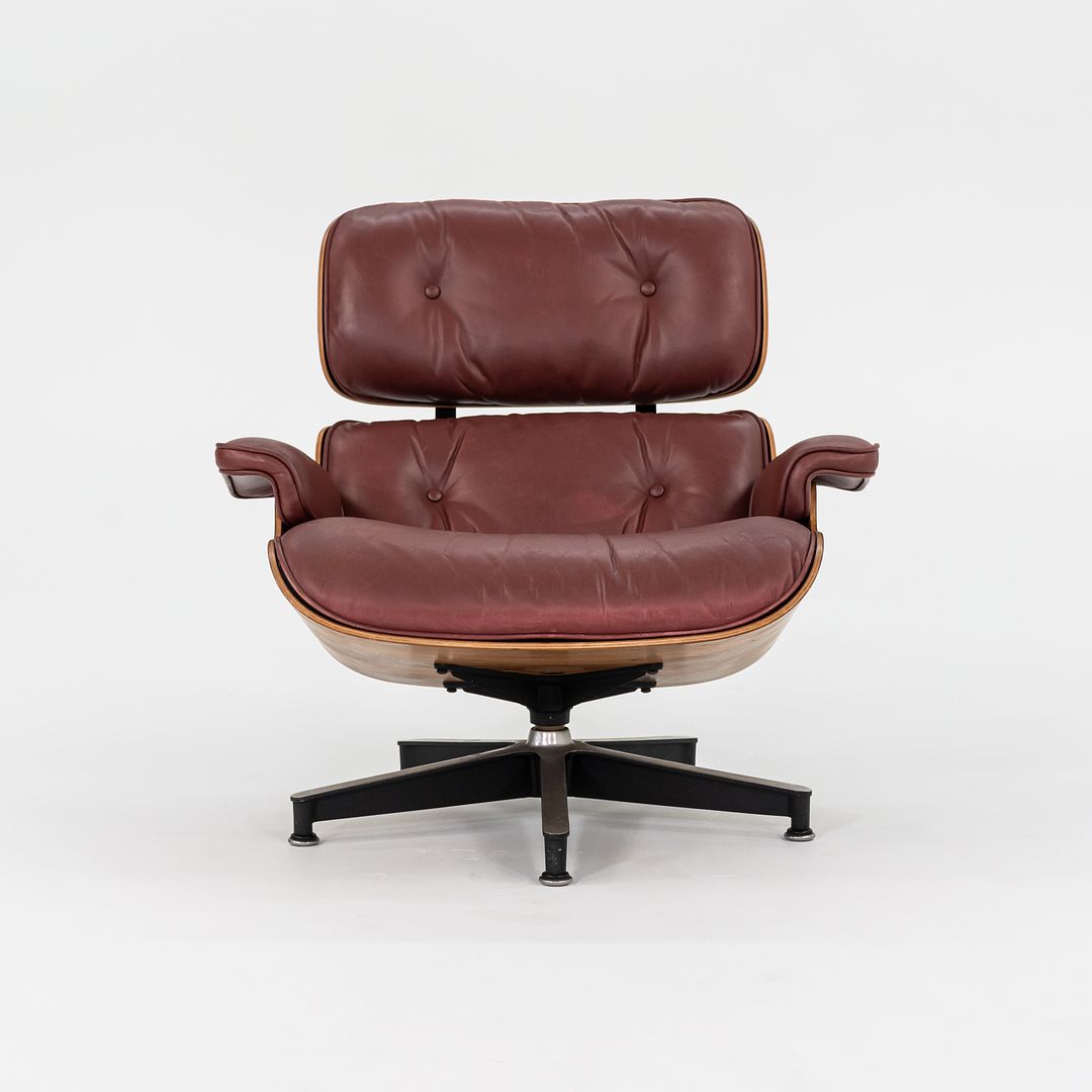 1960s Herman Miller Eames Lounge Chair and Ottoman 670 & 671 by Charles and Ray Eames in Red Leather