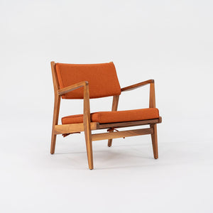 SOLD C. 2020 Jens Risom Lounge Chair and Ottoman for DWR in Orange Maharam Fabric and Walnut