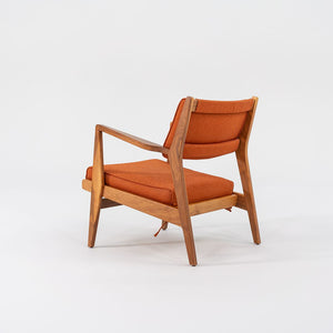 SOLD C. 2020 Jens Risom Lounge Chair and Ottoman for DWR in Orange Maharam Fabric and Walnut
