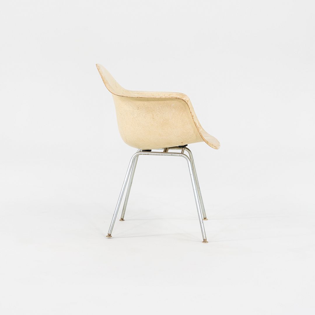 1960 Herman Miller Eames DAX Dining Arm Shell Chair in Parchment Fiberglass