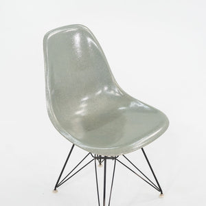 SOLD 1961 Herman Miller Eames Fiberglass DSR Side Shell Dining Chair with Eiffel Base in Seafoam Green