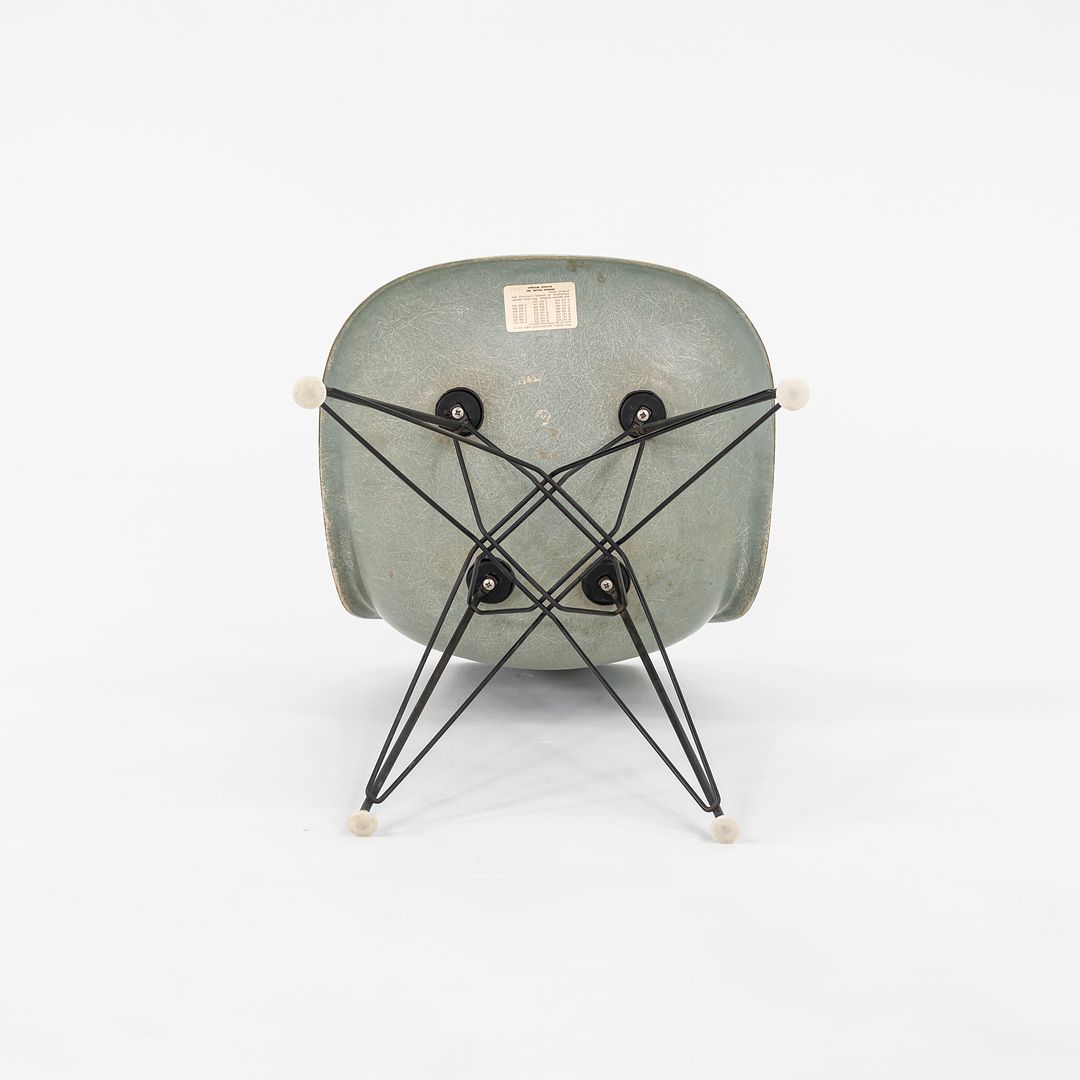 SOLD 1961 Herman Miller Eames Fiberglass DSR Side Shell Dining Chair with Eiffel Base in Seafoam Green