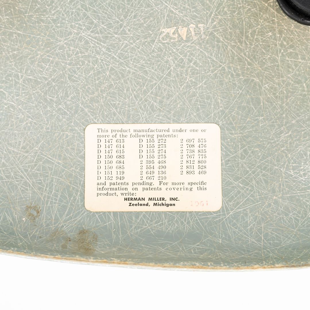 SOLD 1961 Herman Miller Eames Fiberglass DSR Side Shell Dining Chair with Eiffel Base in Seafoam Green
