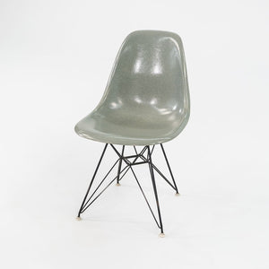 SOLD 1961 Herman Miller Eames Fiberglass DSR Side Shell Dining Chair with Eiffel Base in Seafoam Green