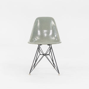 SOLD 1961 Herman Miller Eames Fiberglass DSR Side Shell Dining Chair with Eiffel Base in Seafoam Green