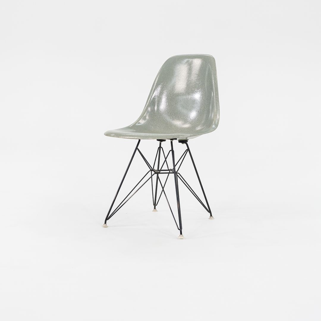 SOLD 1961 Herman Miller Eames Fiberglass DSR Side Shell Dining Chair with Eiffel Base in Seafoam Green