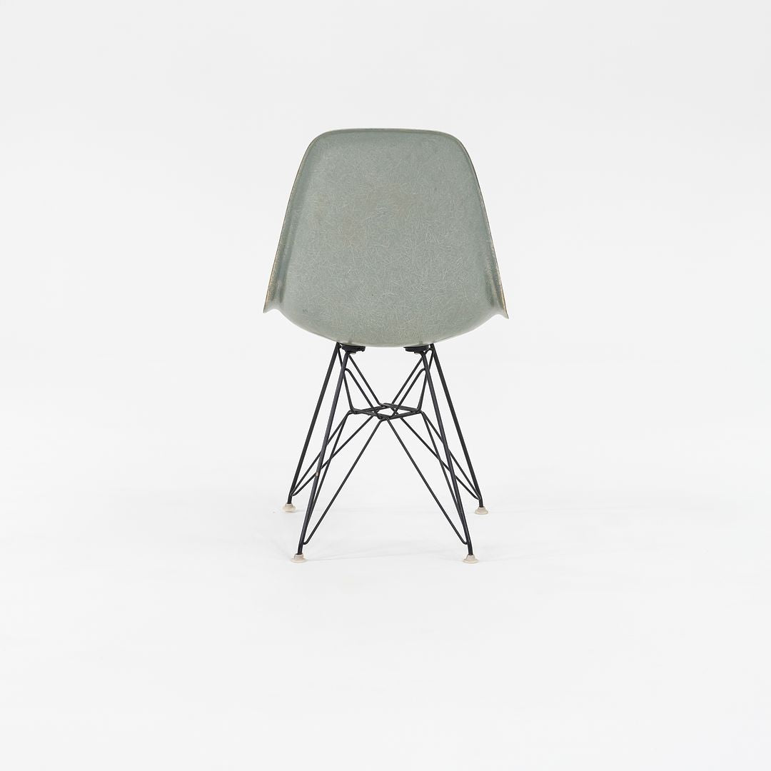 SOLD 1961 Herman Miller Eames Fiberglass DSR Side Shell Dining Chair with Eiffel Base in Seafoam Green