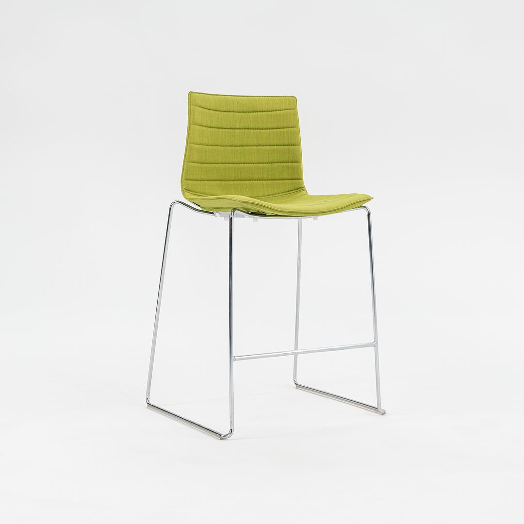 2010s Lievore Altherr Molina for Arper Catifa 46 Upholstered Counter Stool in Green Fabric 2x Available