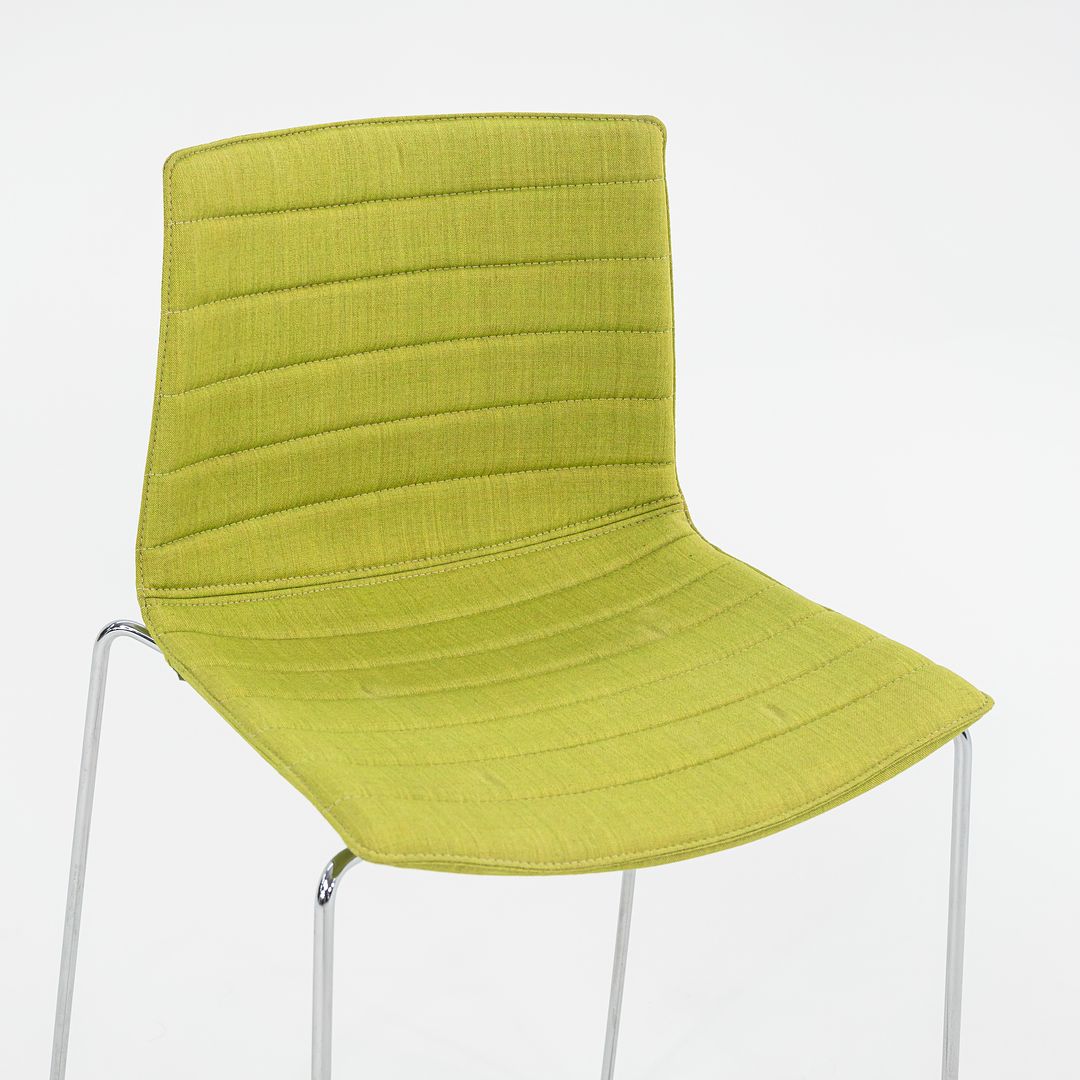 2010s Lievore Altherr Molina for Arper Catifa 46 Upholstered Counter Stool in Green Fabric 2x Available