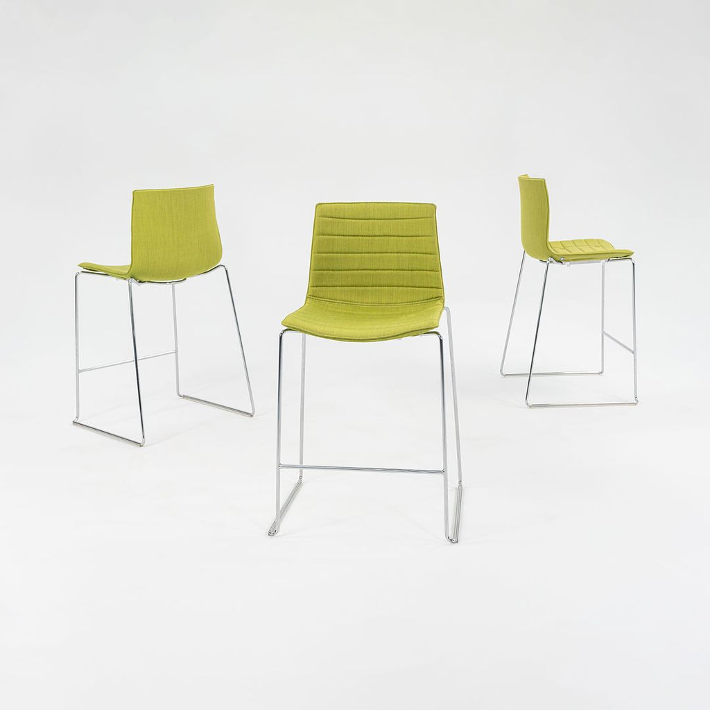 2010s Lievore Altherr Molina for Arper Catifa 46 Upholstered Counter Stool in Green Fabric 2x Available