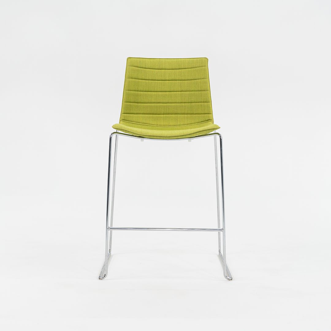 2010s Lievore Altherr Molina for Arper Catifa 46 Upholstered Counter Stool in Green Fabric 2x Available