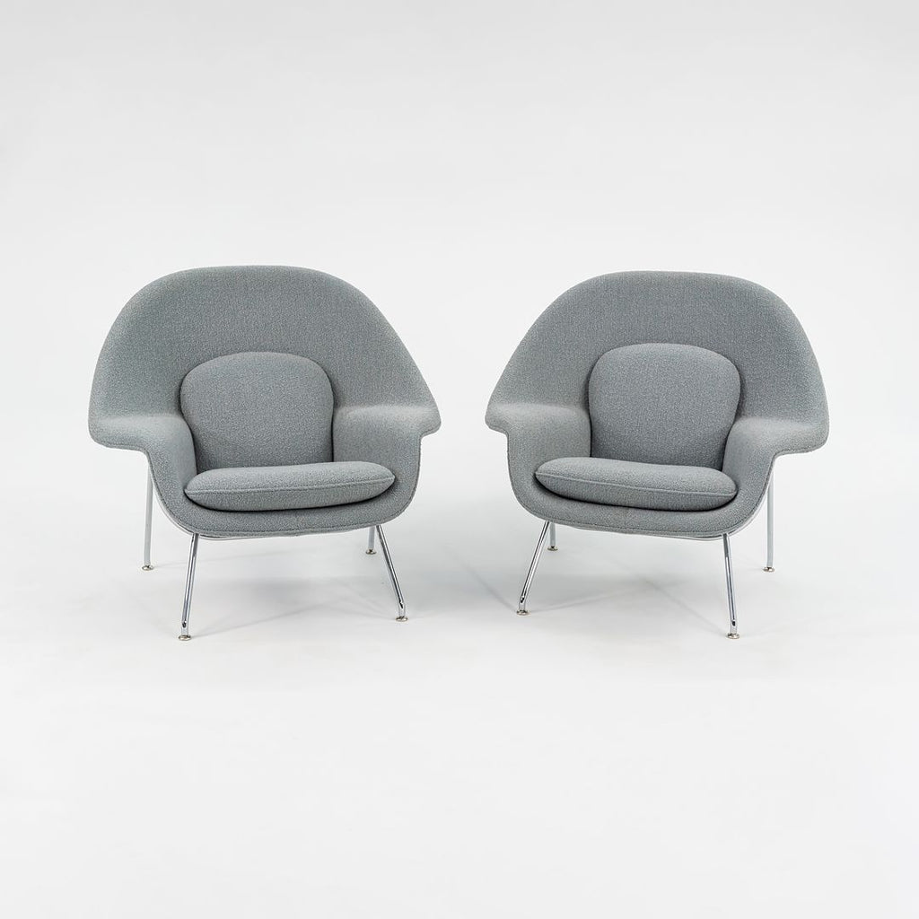 SOLD 2010s Womb Lounge Chair, Model 70LM by Eero Saarinen for Knoll in Grey Boucle