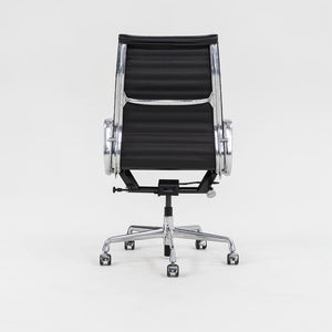 2014 Aluminum Group Executive Desk Chair by Charles and Ray Eames for Herman Miller with Pneumatic Bases and Black Leather