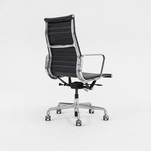 2014 Aluminum Group Executive Desk Chair by Charles and Ray Eames for Herman Miller with Pneumatic Bases and Black Leather