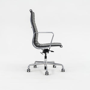 2014 Aluminum Group Executive Desk Chair by Charles and Ray Eames for Herman Miller with Pneumatic Bases and Black Leather